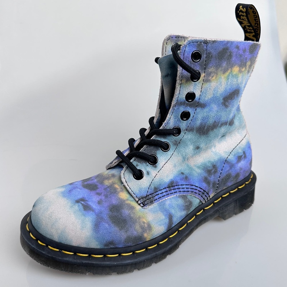 NIB Dr Martens 1460 Pascal Blue Tie Dye Printed Suede Leather Boots US 7